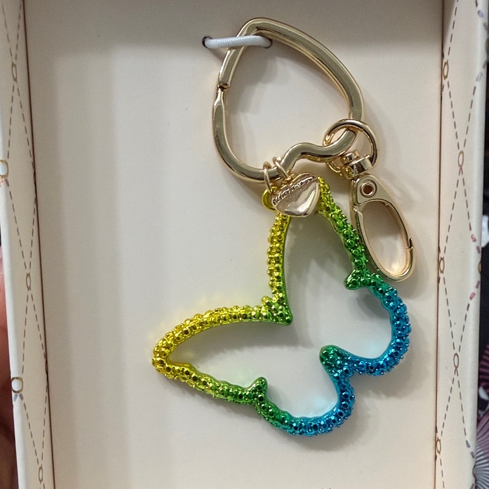 Betsey Johnson crystal butterfly keychain or bag charm